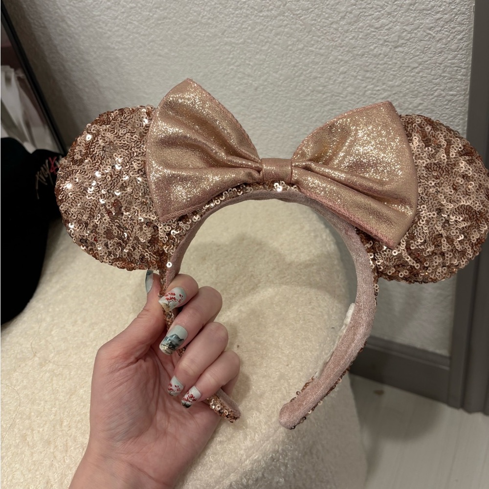 Sequin rose gold Minnie ears Headband